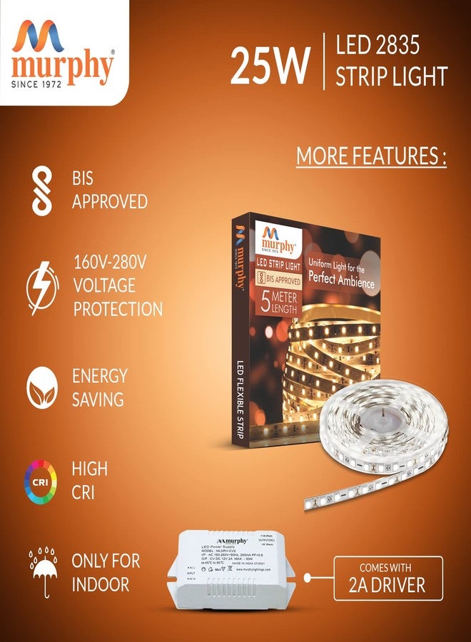 Murphy 25W LED Strip 2835 Cove Light 5 Metre (Cool White, Pack of 1) with Driver - Image 3